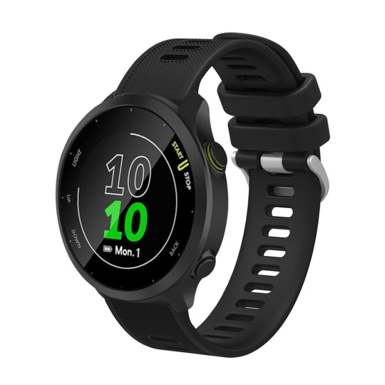 For Garmin Forerunner 245 20mm Silicone Twill Watch Band(Black)