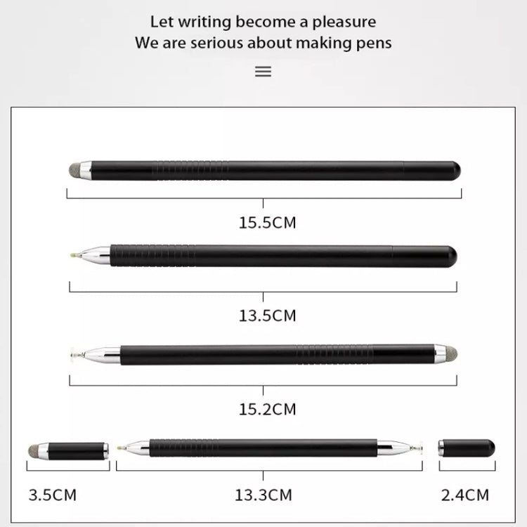 AT-32 3-in-1 Precision Sucker Capacitive Pen + Conductive Cloth Head + Handwriting Signature Pen Mobile Phone Touch Screen Pen with 2 Pen Head(Black) - Stylus Pen by buy2fix | Online Shopping UK | buy2fix