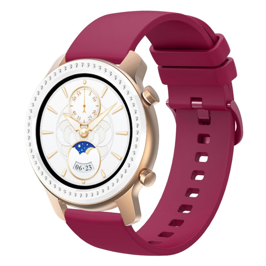 For Amazfit GTR 42mm 20mm Solid Color Soft Silicone Watch Band(Wine Red)