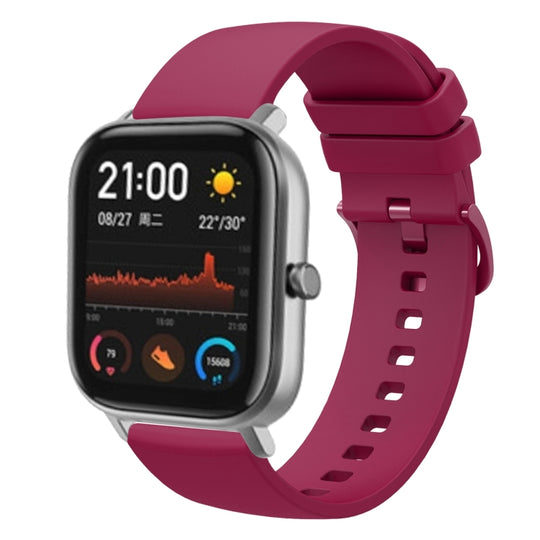 For Amazfit GTS 20mm Solid Color Soft Silicone Watch Band(Wine Red)