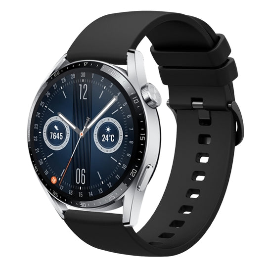 For Huawei Watch GT3 46mm 22mm Solid Color Soft Silicone Watch Band(Black)