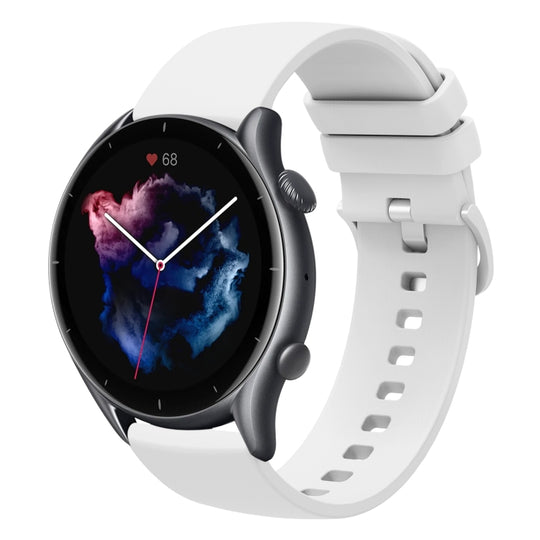 For Amazfit GTR 3 22mm Solid Color Soft Silicone Watch Band(White)