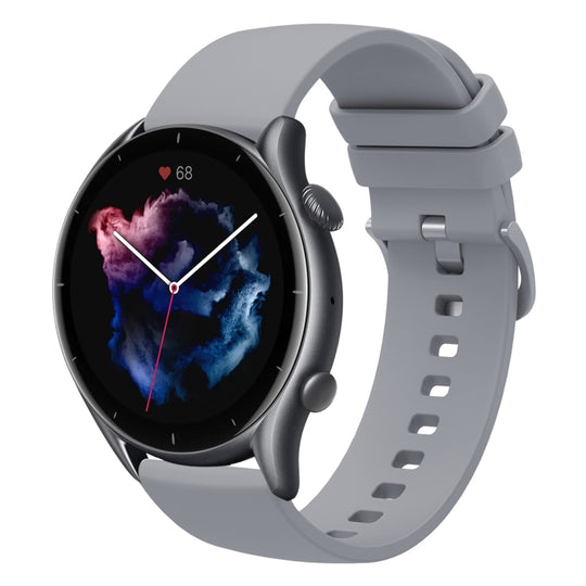 For Amazfit GTR 3 22mm Solid Color Soft Silicone Watch Band(Grey)