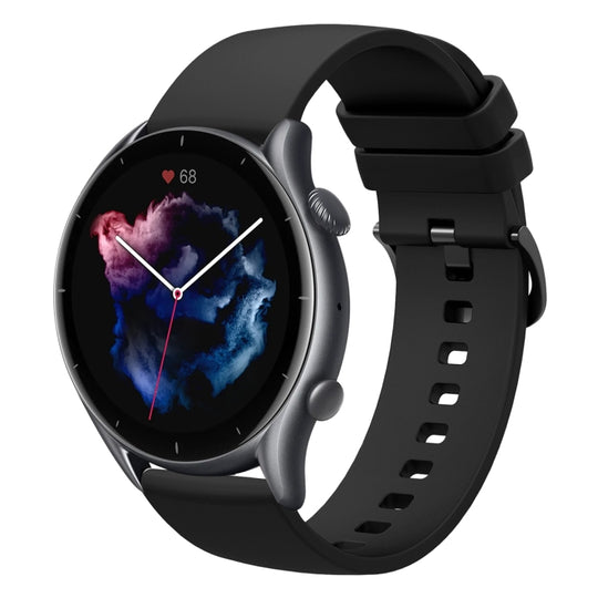 For Amazfit GTR 3 Pro 22mm Solid Color Soft Silicone Watch Band(Black)