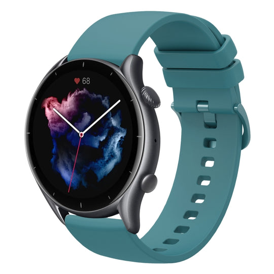 For Amazfit 3 22mm Solid Color Soft Silicone Watch Band(Pine Green)
