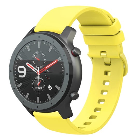 For Amazfit GTR 47mm 22mm Solid Color Soft Silicone Watch Band(Yellow)