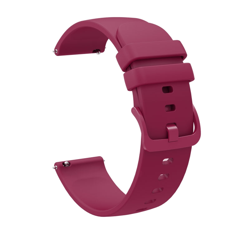 For Amazfit 2 Stratos 22mm Solid Color Soft Silicone Watch Band(Wine Red) - Watch Bands by buy2fix | Online Shopping UK | buy2fix