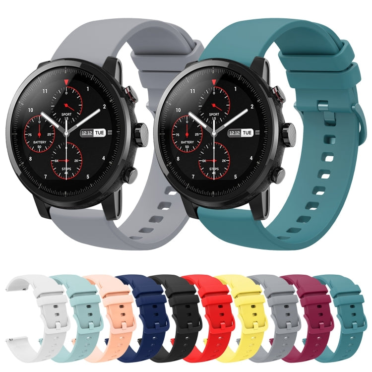 For Amazfit 2 Stratos 22mm Solid Color Soft Silicone Watch Band(Red) - Watch Bands by buy2fix | Online Shopping UK | buy2fix