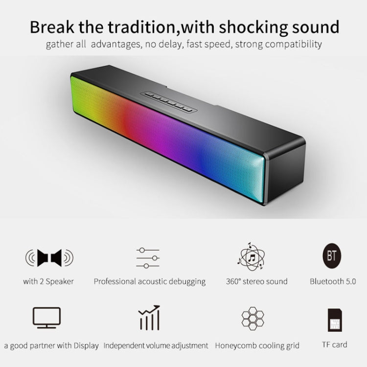 AEC BT601 RGB Light HiFi Soundbar Bluetooth Speaker Home Theater - Desktop Speaker by AEC | Online Shopping UK | buy2fix