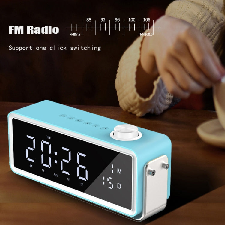 AEC K5 Mirror Alarm Clock Bluetooth Speakers with LED Light Support TF / FM(Blue) - Desktop Speaker by AEC | Online Shopping UK | buy2fix