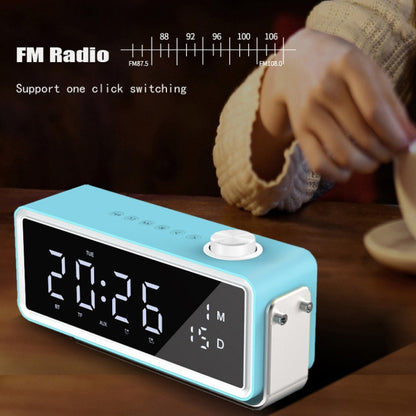 AEC K5 Mirror Alarm Clock Bluetooth Speakers with LED Light Support TF / FM(Blue) - Desktop Speaker by AEC | Online Shopping UK | buy2fix