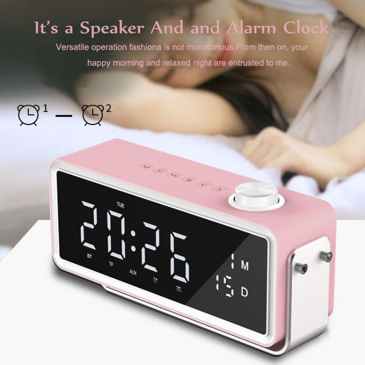 AEC K5 Mirror Alarm Clock Bluetooth Speakers with LED Light Support TF / FM(Blue) - Desktop Speaker by AEC | Online Shopping UK | buy2fix