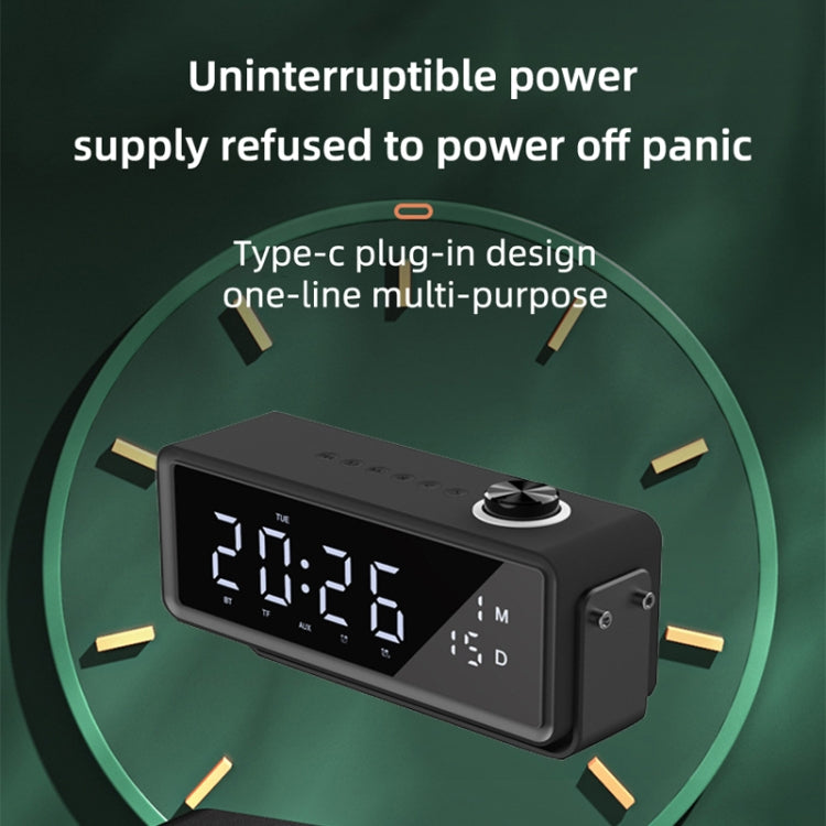 AEC K5 Mirror Alarm Clock Bluetooth Speakers with LED Light Support TF / FM(Black) - Desktop Speaker by AEC | Online Shopping UK | buy2fix