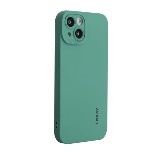For iPhone 14 ENKAY Liquid Silicone Shockproof Phone Case (Dark Green) - iPhone 14 Cases by ENKAY | Online Shopping UK | buy2fix