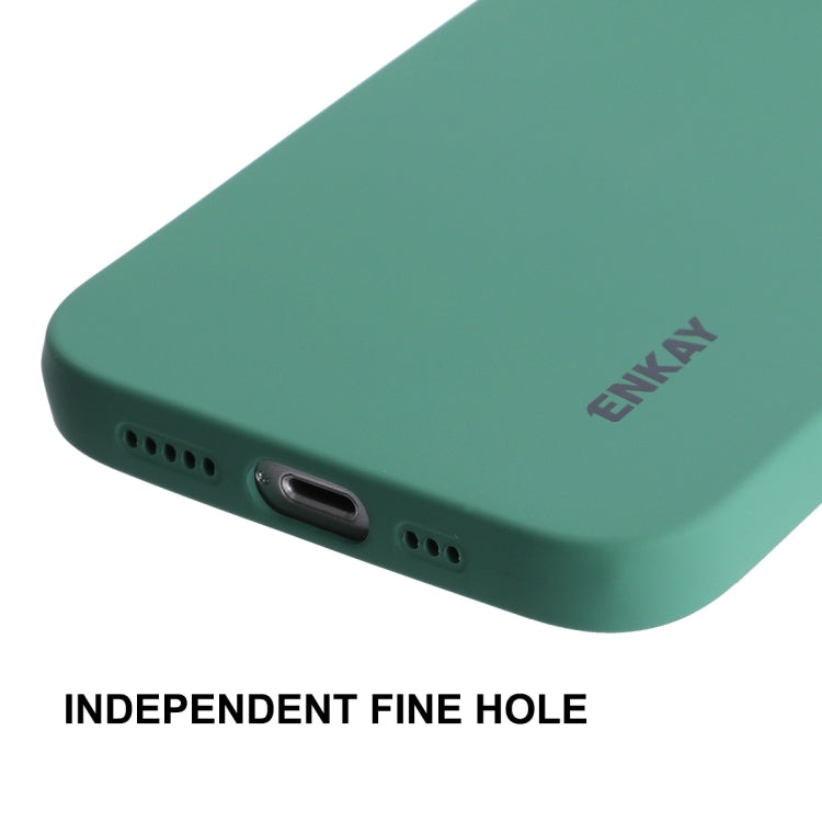 For iPhone 14 ENKAY Liquid Silicone Shockproof Phone Case (Dark Green) - iPhone 14 Cases by ENKAY | Online Shopping UK | buy2fix