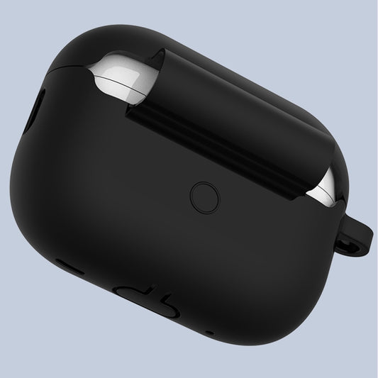 For Apple AirPods Pro 2 2022 ENKAY Thickened Silicone Protective Case with Keychain(Black) by ENKAY