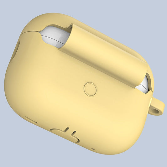 For Apple AirPods Pro 2 2022 ENKAY Thickened Silicone Protective Case with Keychain(Yellow) by ENKAY