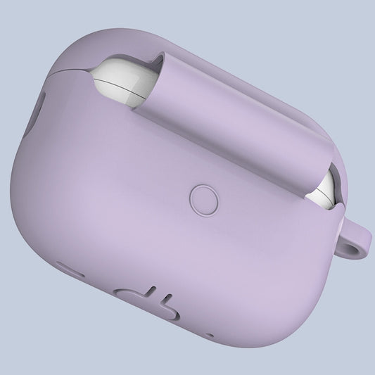 For Apple AirPods Pro 2 2022 ENKAY Thickened Silicone Protective Case with Keychain(Lavender Purple) by ENKAY