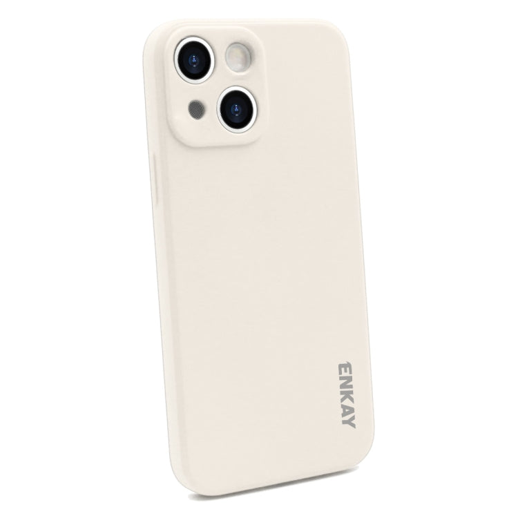 For iPhone 14 Plus ENKAY Liquid Silicone Shockproof Soft Phone Case(Beige) - iPhone 14 Plus Cases by ENKAY | Online Shopping UK | buy2fix