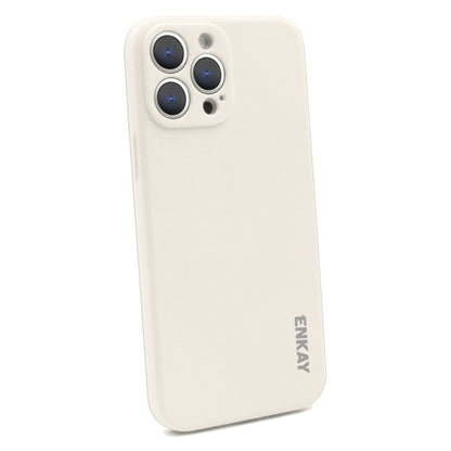 For iPhone 14 Pro Max ENKAY Liquid Silicone Shockproof Soft Phone Case(Beige) - More iPhone Cases by ENKAY | Online Shopping UK | buy2fix
