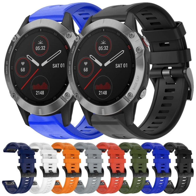 For Garmin Fenix 6 GPS Metal Buckle Solid Color Silicone Watch Band(White) - Watch Bands by buy2fix | Online Shopping UK | buy2fix