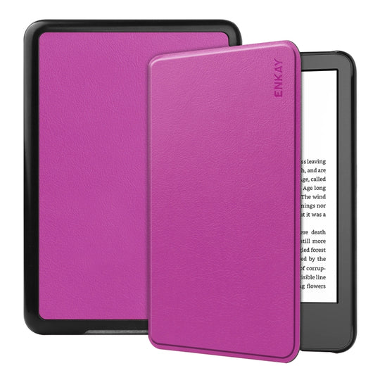 For Amazon Kindle 2022 Gen11 ENKAY Custer Texture Leather Smart Case(Purple)