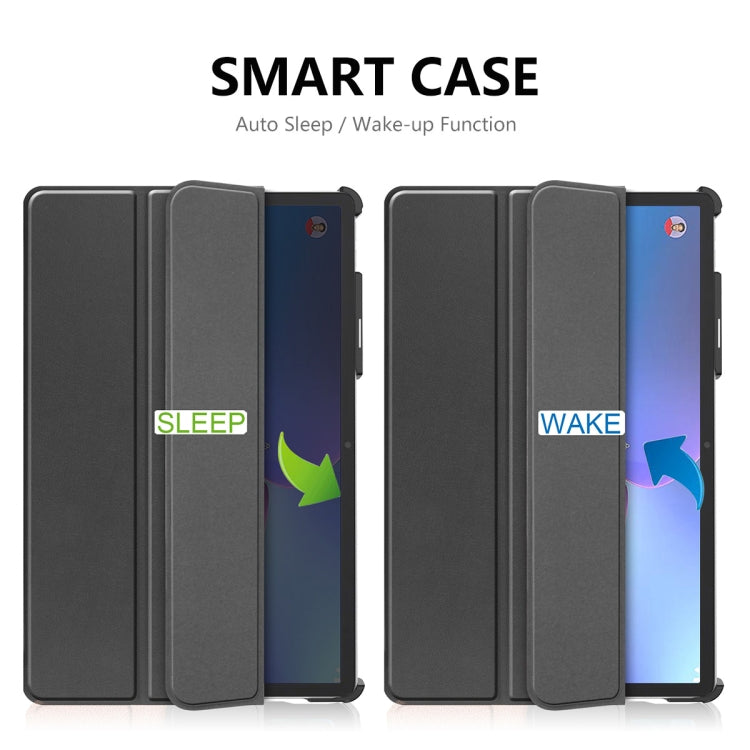 For Lenovo Tab P11 Pro Gen2 11.2 inch 2022 ENKAY Tri-fold Custer Texture Leather Stand Smart Case(Dark Green) - Lenovo by ENKAY | Online Shopping UK | buy2fix