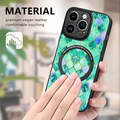 For iPhone 14 Pro Max Colored Drawing Leather Back Cover Magsafe Phone Case(Emerald) - iPhone 14 Pro Max Cases by buy2fix | Online Shopping UK | buy2fix