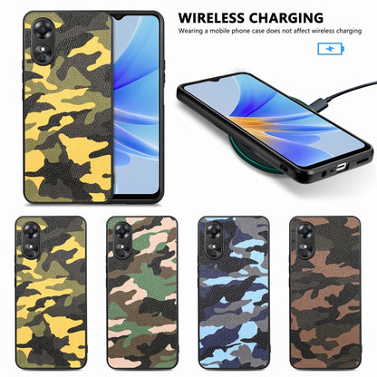 For OPPO A17 Camouflage Leather Back Cover Phone Case(Yellow) - OPPO Cases by buy2fix | Online Shopping UK | buy2fix