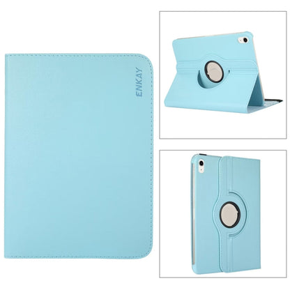 For iPad 10th Gen 10.9 2022 ENKAY Hat-Prince 360 Degree Rotation Litchi Leather Smart Tablet Case(Light Blue) - iPad 10th Gen 10.9 Cases by ENKAY | Online Shopping UK | buy2fix