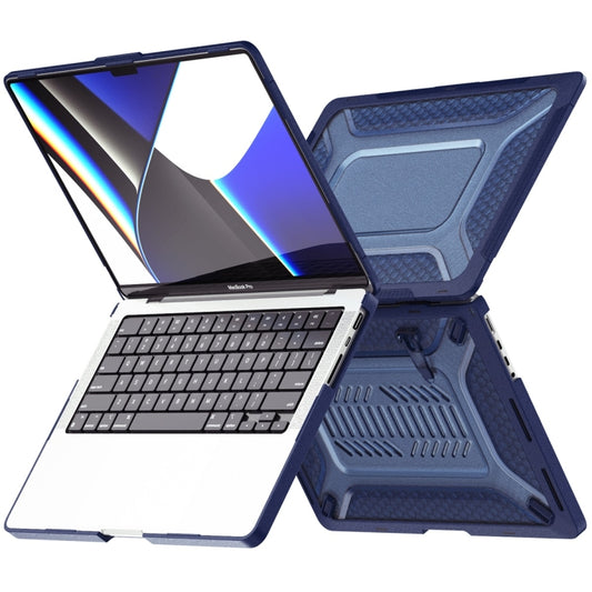 For MacBook Pro 14.2 A2442/A2779 2023/14 inch A3434 2025 (M5) ENKAY Hat-Prince 3 in 1 Protective Bracket Case Cover Hard Shell with TPU Keyboard Film / Anti-dust Plugs, Version:EU(Blue) by ENKAY