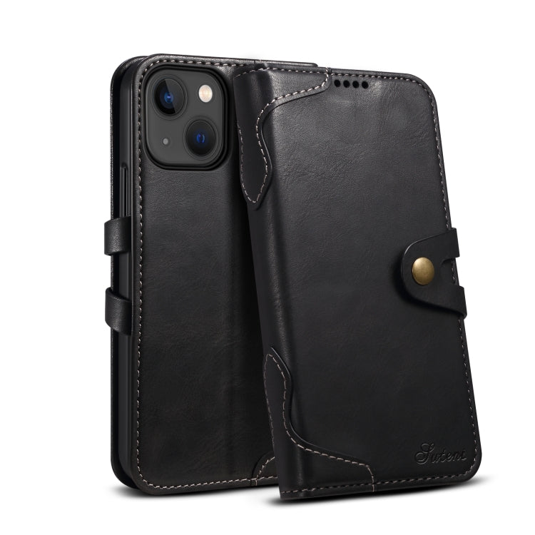 Suteni Calf Texture Buckle Wallet Leather Phone Case For iPhone 14(Black) - iPhone 14 Cases by Suteni | Online Shopping UK | buy2fix