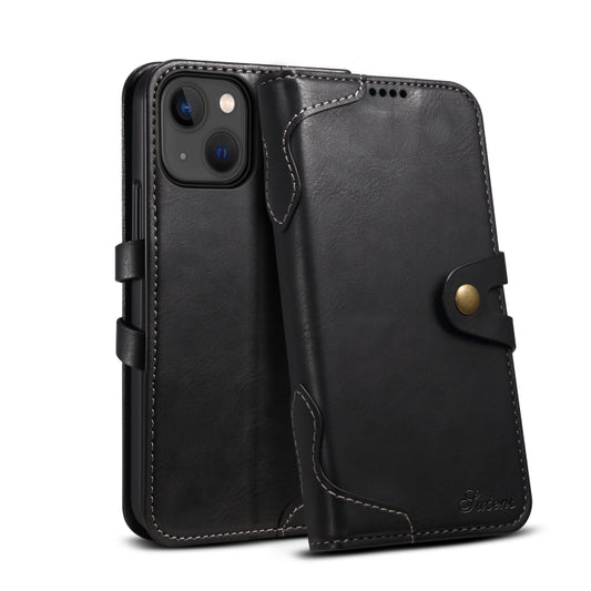 Suteni Calf Texture Buckle Wallet Leather Phone Case For iPhone 14 Plus(Black) - iPhone 14 Plus Cases by Suteni | Online Shopping UK | buy2fix