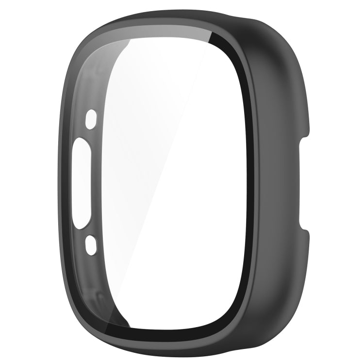 For Fitbit Versa 4 PC+ Toughened Film Integrated Protective Case(Black) - Watch Cases by buy2fix | Online Shopping UK | buy2fix