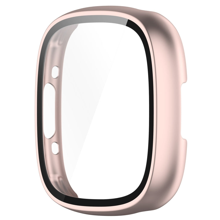 For Fitbit Versa 4 PC+ Toughened Film Integrated Protective Case(Rose Gold) by buy2fix