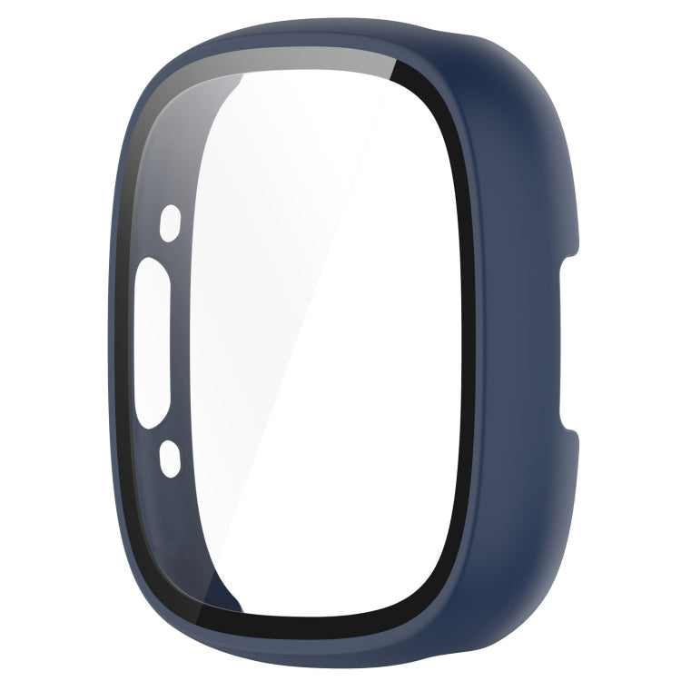 For Fitbit Versa 4 PC+ Toughened Film Integrated Protective Case(Midnight Blue) - Watch Cases by buy2fix | Online Shopping UK | buy2fix