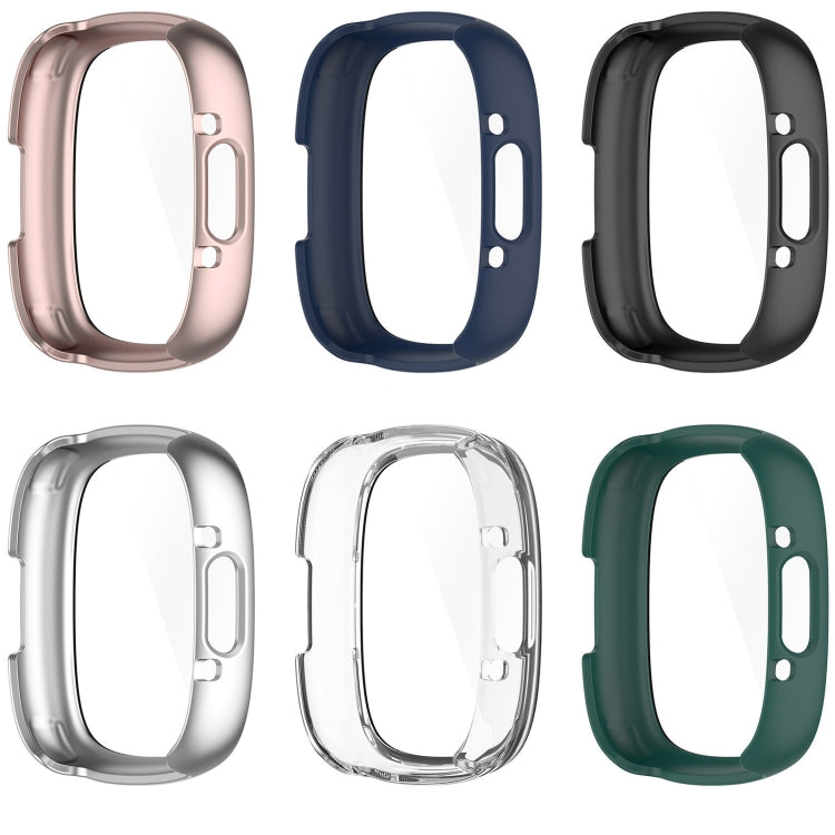 For Fitbit Versa 4 PC+ Toughened Film Integrated Protective Case(Transparent) - Watch Cases by buy2fix | Online Shopping UK | buy2fix