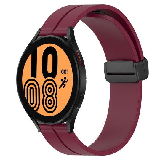 For Samsung Galaxy Watch4 44mm 20mm Solid Color Magnetic Clasp Silicone Watch Band(Wine Red)