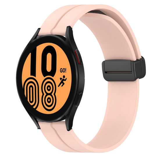 For Samsung Galaxy Watch4 40mm 20mm Solid Color Magnetic Clasp Silicone Watch Band(Pink)