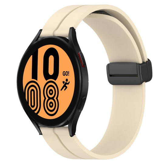 For Samsung Galaxy Watch4 40mm 20mm Solid Color Magnetic Clasp Silicone Watch Band(Beige)