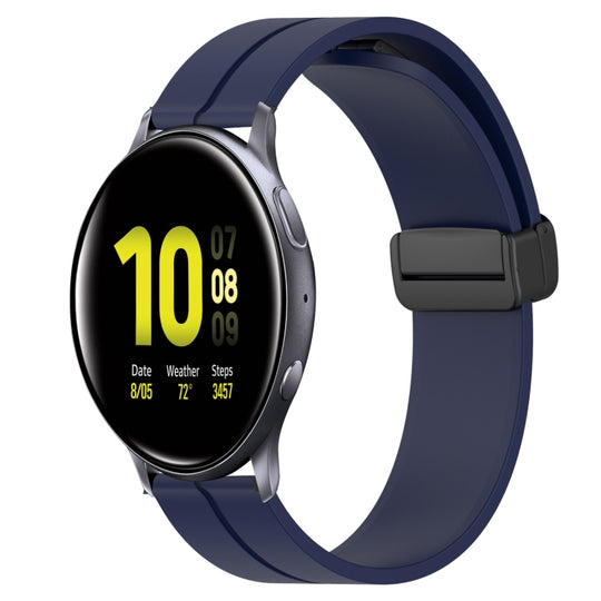 For Samsung Galaxy Watch Active2 44mm 20mm Solid Color Magnetic Clasp Silicone Watch Band(Midnight Blue)