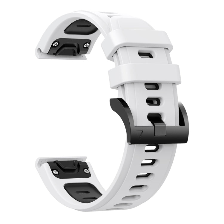 For Garmin Fenix 6 Pro GPS 22mm Two-Color Sports Silicone Watch Band(White+Black) - Watch Bands by buy2fix | Online Shopping UK | buy2fix