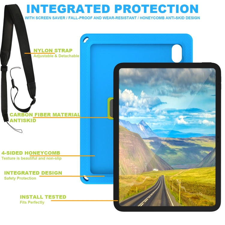 For iPad 2025 / 2022 360 Rotation Stand EVA Hard PC Tablet Case with Strap(Blue+Green) - iPad 2025 / 2022 Cases by buy2fix | Online Shopping UK | buy2fix