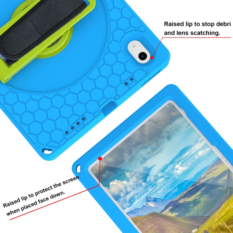 For iPad 2025 / 2022 360 Rotation Stand EVA Hard PC Tablet Case with Strap(Blue+Green) - iPad 2025 / 2022 Cases by buy2fix | Online Shopping UK | buy2fix
