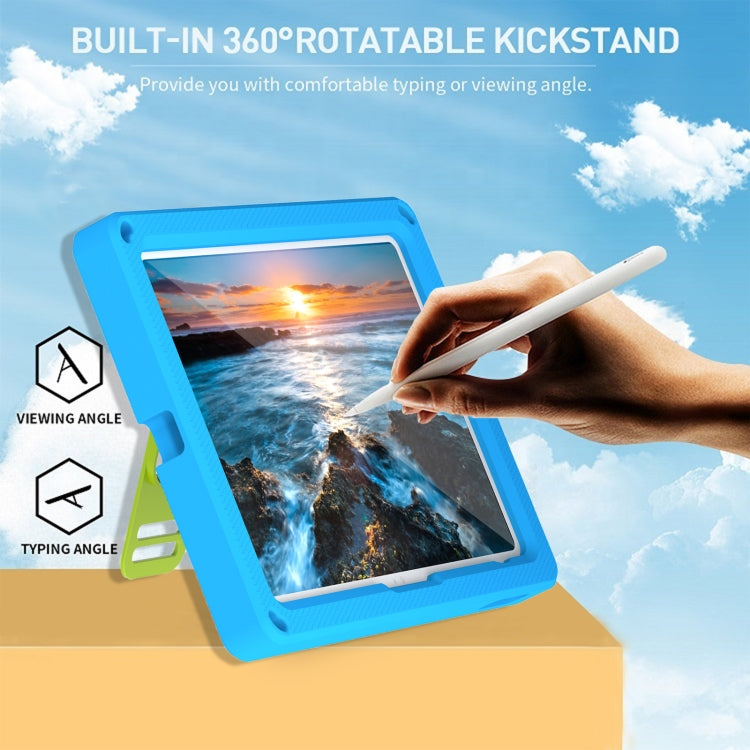 For iPad 2025 / 2022 360 Rotation Stand EVA Hard PC Tablet Case with Strap(Blue+Green) - iPad 2025 / 2022 Cases by buy2fix | Online Shopping UK | buy2fix