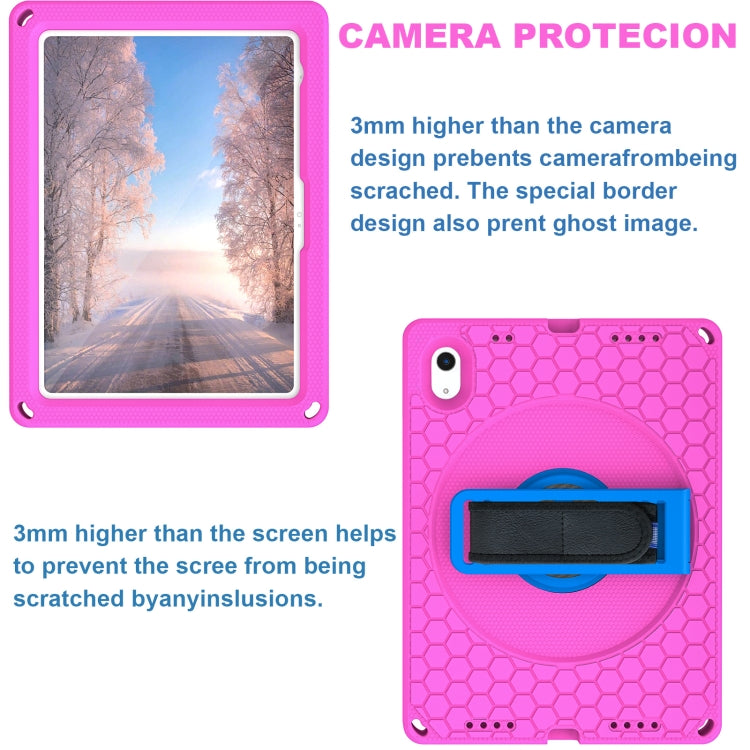 For iPad 2025 / 2022 360 Rotation Stand EVA Hard PC Tablet Case with Strap(Rose+Blue) - iPad 2025 / 2022 Cases by buy2fix | Online Shopping UK | buy2fix