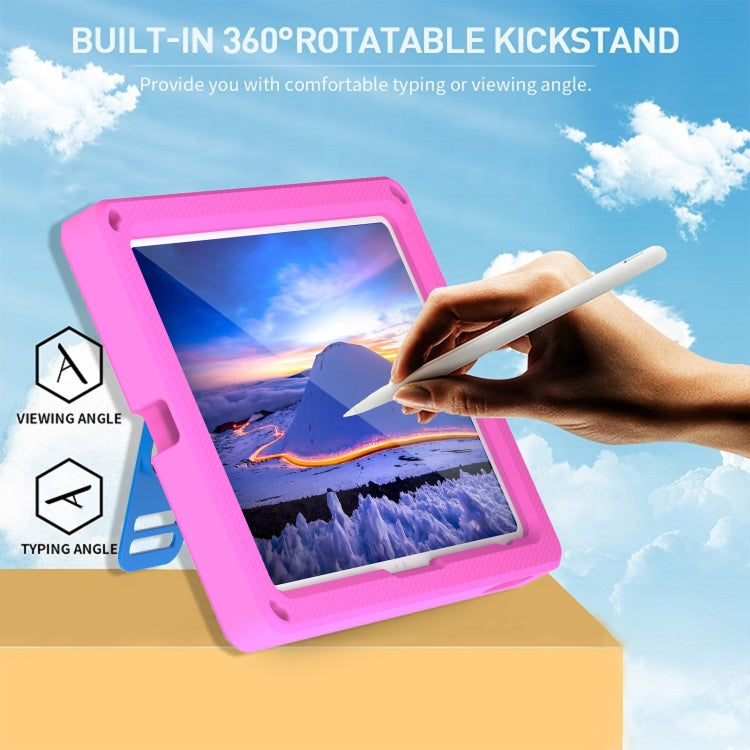 For iPad 2025 / 2022 360 Rotation Stand EVA Hard PC Tablet Case with Strap(Rose+Blue) - iPad 2025 / 2022 Cases by buy2fix | Online Shopping UK | buy2fix