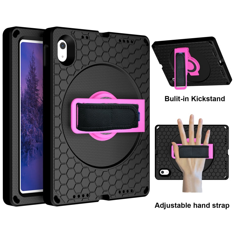 For iPad 2025 / 2022 360 Rotation Stand EVA Hard PC Tablet Case with Strap(Black+Rose) - iPad 2025 / 2022 Cases by buy2fix | Online Shopping UK | buy2fix