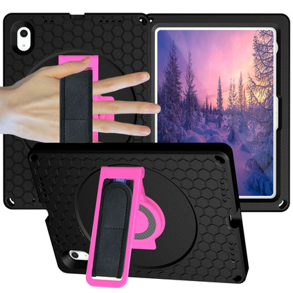 For iPad 2025 / 2022 360 Rotation Stand EVA Hard PC Tablet Case with Strap(Black+Rose) - iPad 2025 / 2022 Cases by buy2fix | Online Shopping UK | buy2fix