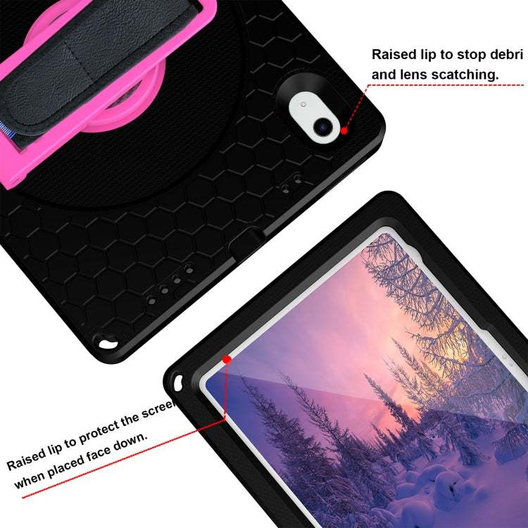 For iPad 2025 / 2022 360 Rotation Stand EVA Hard PC Tablet Case with Strap(Black+Rose) - iPad 2025 / 2022 Cases by buy2fix | Online Shopping UK | buy2fix